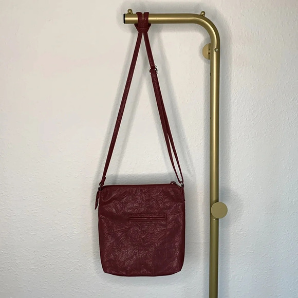MultiSac Burgundy Crossbody Bag Washable Pebbled Faux Leather Multiple Pockets - Picture 3 of 11